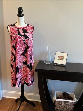 Apt. 9 Black and Pink Paisley A-Line Dress